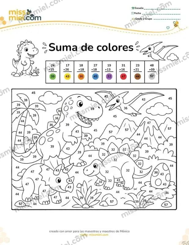 Suma de colores — Ficha de matemáticas